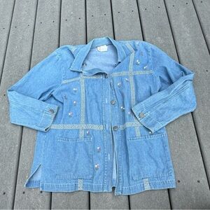 90s Floral Embroidery Button down